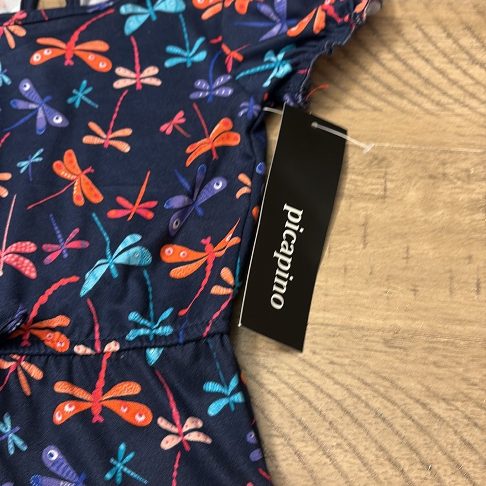 Blue dragon fly Print Jumpsuit with Short Sleeves - Picture 2 of 4